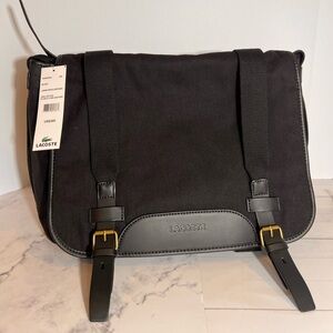 NWT Lacoste Black Unisex Classic  Computer Bag